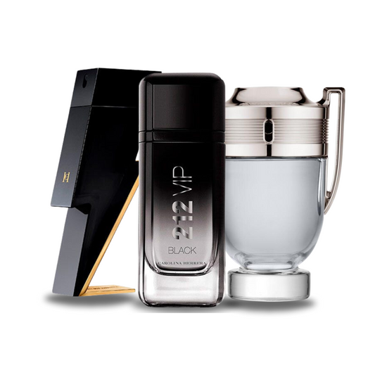 Sada 3 parfémů perfumes Carolina Herrera BAD BOY, Carolina Herrera 212 VIP BLACK e Paco Rabanne INVICTUS 100ml
